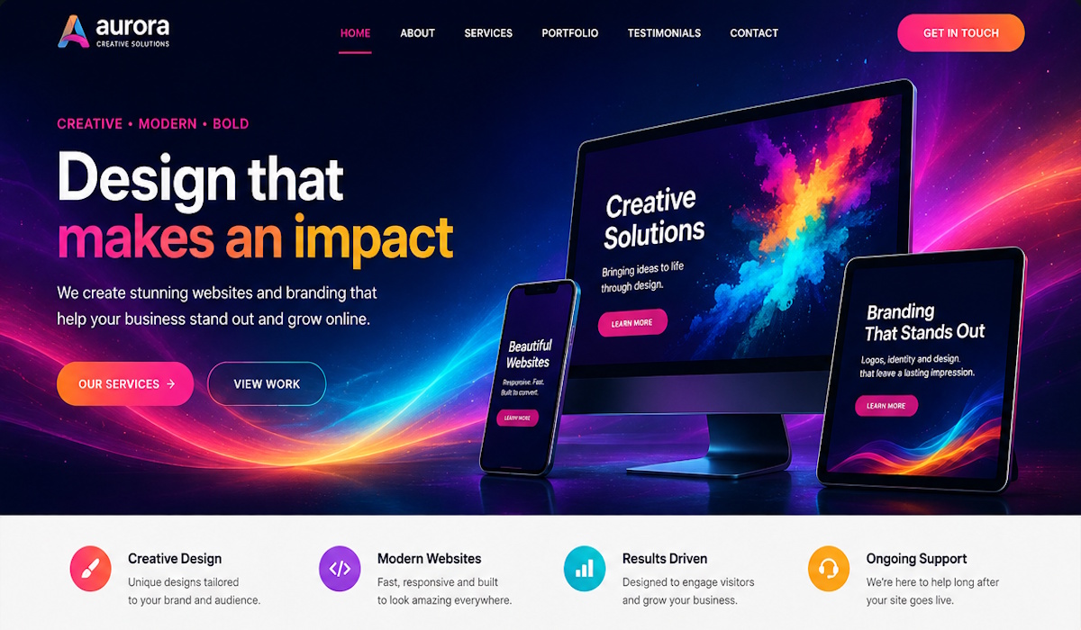 Aurora website design preview