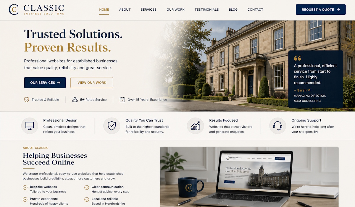 Classic website design preview