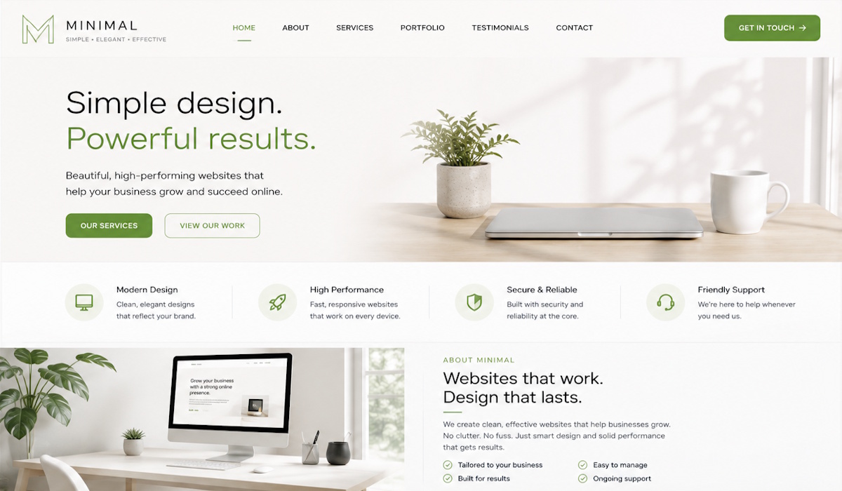 Minimal website design preview